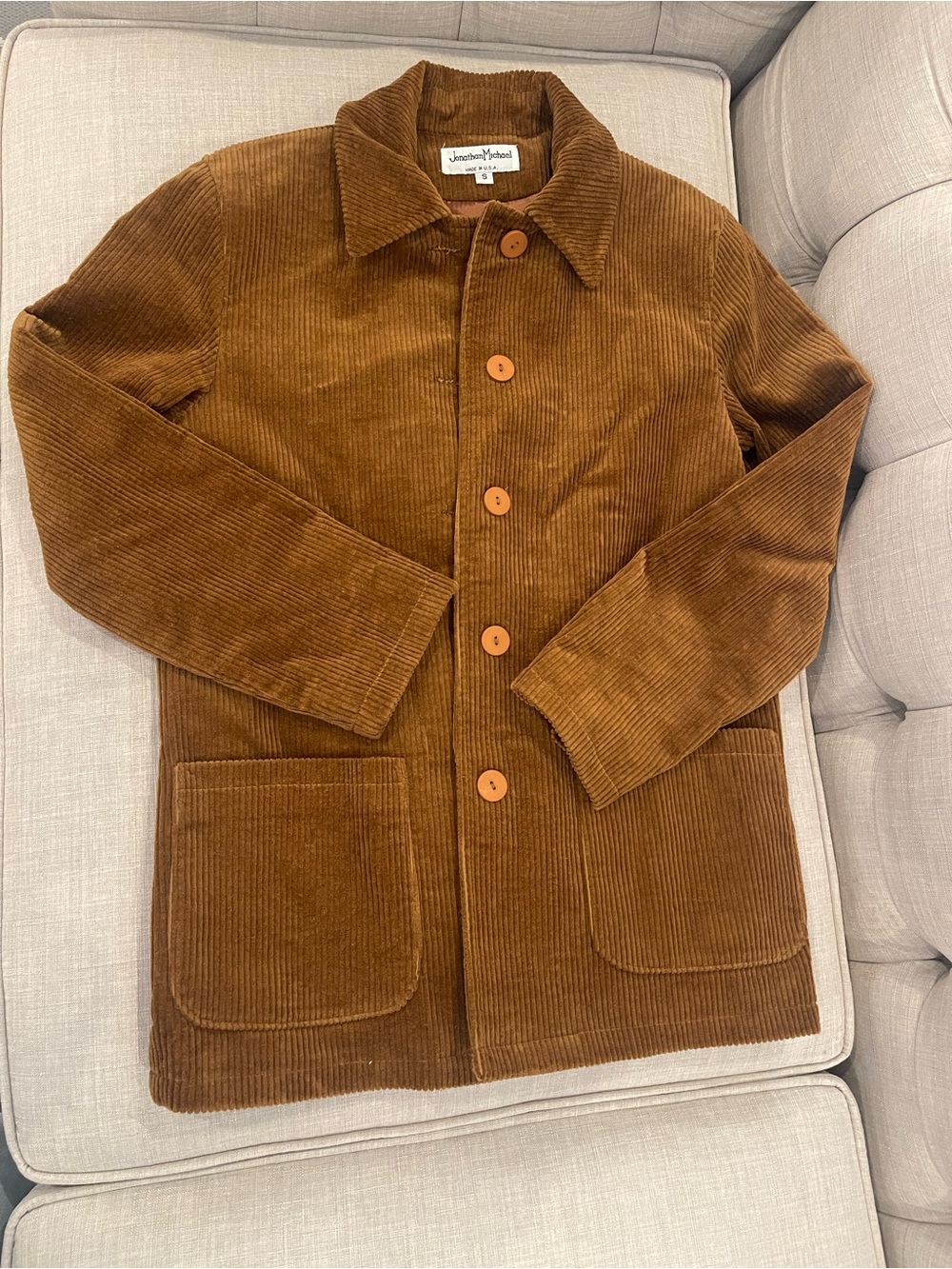 Vintage brown corduroy chore jacket Mens S woman M gorpcore GUC dark academia
